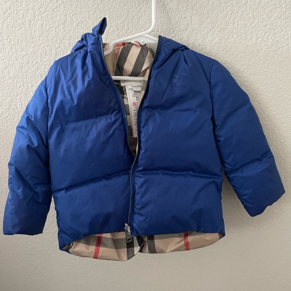 Burberry Blue Puffer Jacket with Quilted Design